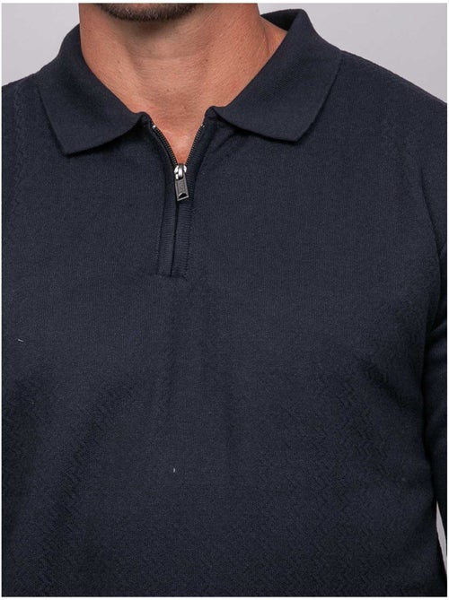 Maglione polo a maniche lunghe con collo zip linetox - Kiabi