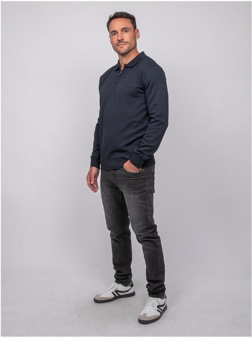 Maglione polo a maniche lunghe con collo zip linetox - Kiabi