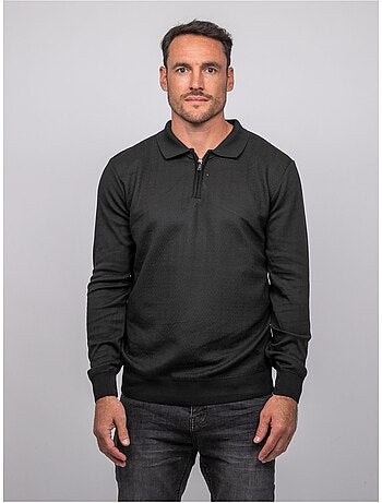 Maglione polo a maniche lunghe con collo zip linetox