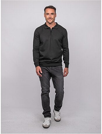 Maglione polo a maniche lunghe con collo zip linetox
