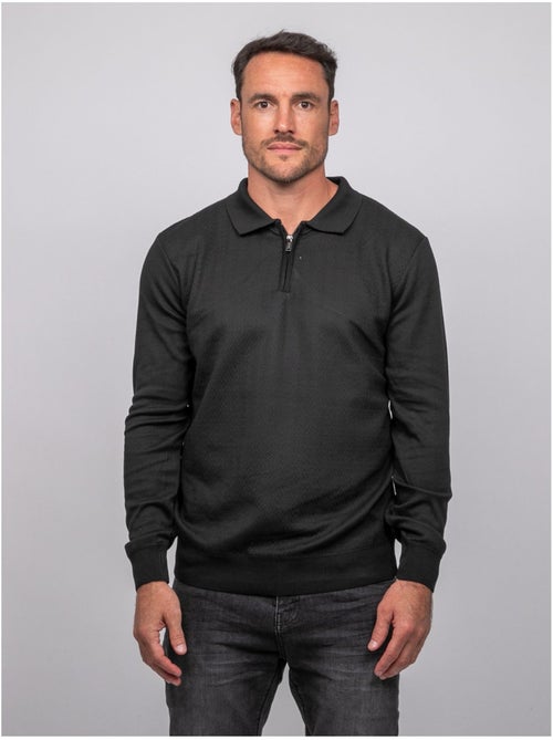 Maglione polo a maniche lunghe con collo zip linetox - Kiabi