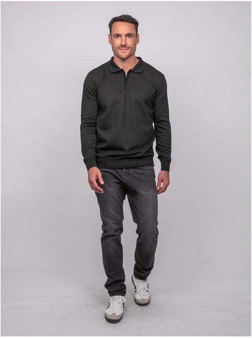 Maglione polo a maniche lunghe con collo zip linetox - Kiabi
