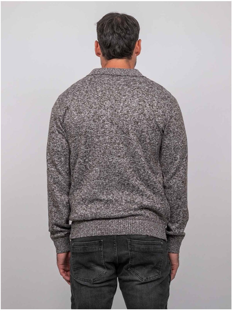 Maglione polo in maglia morbida mélange lubacat Marrone - Kiabi