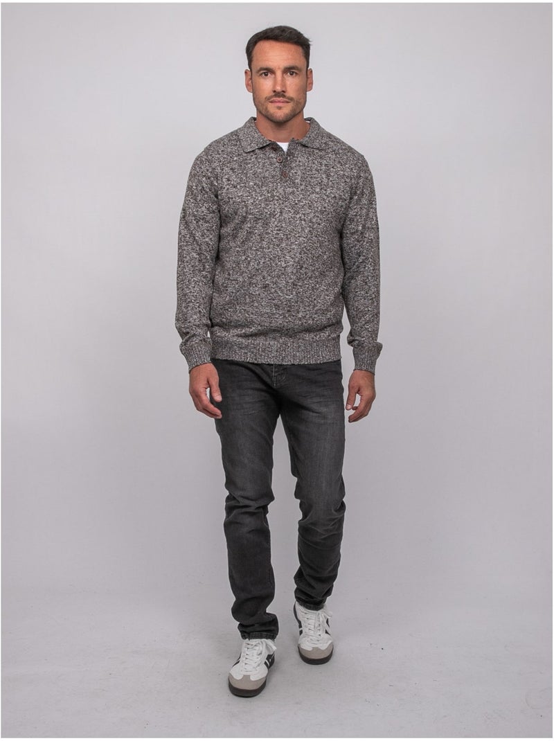 Maglione polo in maglia morbida mélange lubacat Marrone - Kiabi