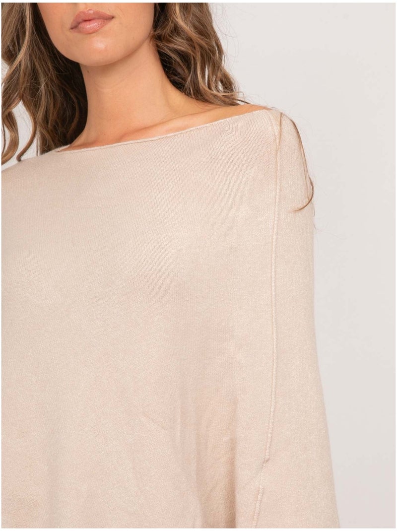 Maglione poncho asimmetrico in maglia sottile kuvene Beige - Kiabi