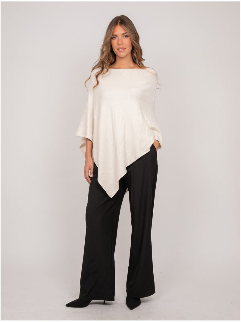 Maglione poncho asimmetrico in maglia sottile kuvene Ecru - Kiabi