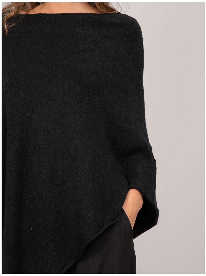 Maglione poncho asimmetrico in maglia sottile kuvene Nero - Kiabi