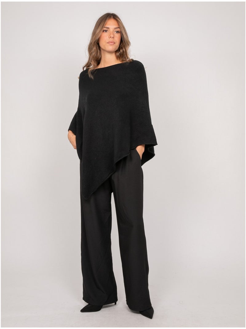 Maglione poncho asimmetrico in maglia sottile kuvene Nero - Kiabi
