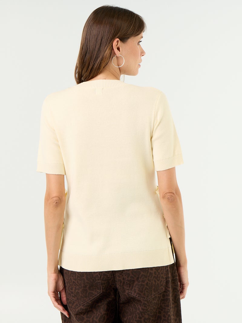 Maglione premaman a maniche corte con spacchi allacciati Beige - Kiabi