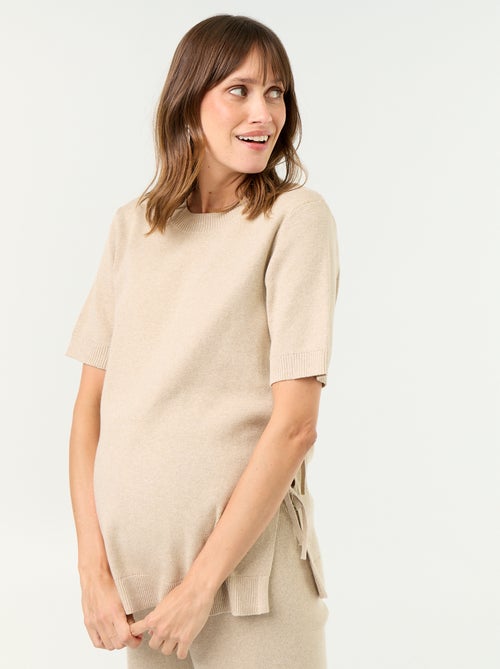 Maglione premaman a maniche corte con spacchi allacciati - Kiabi