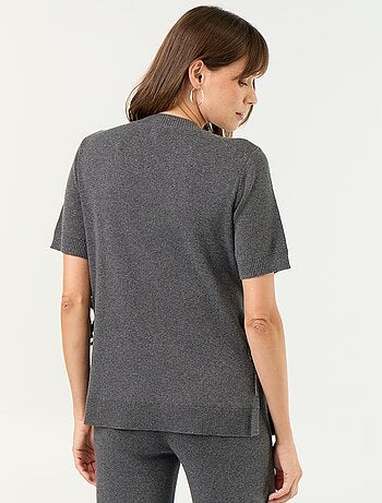 Maglione premaman a maniche corte con spacchi allacciati