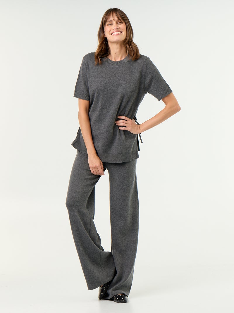 Maglione premaman a maniche corte con spacchi allacciati Grigio - Kiabi