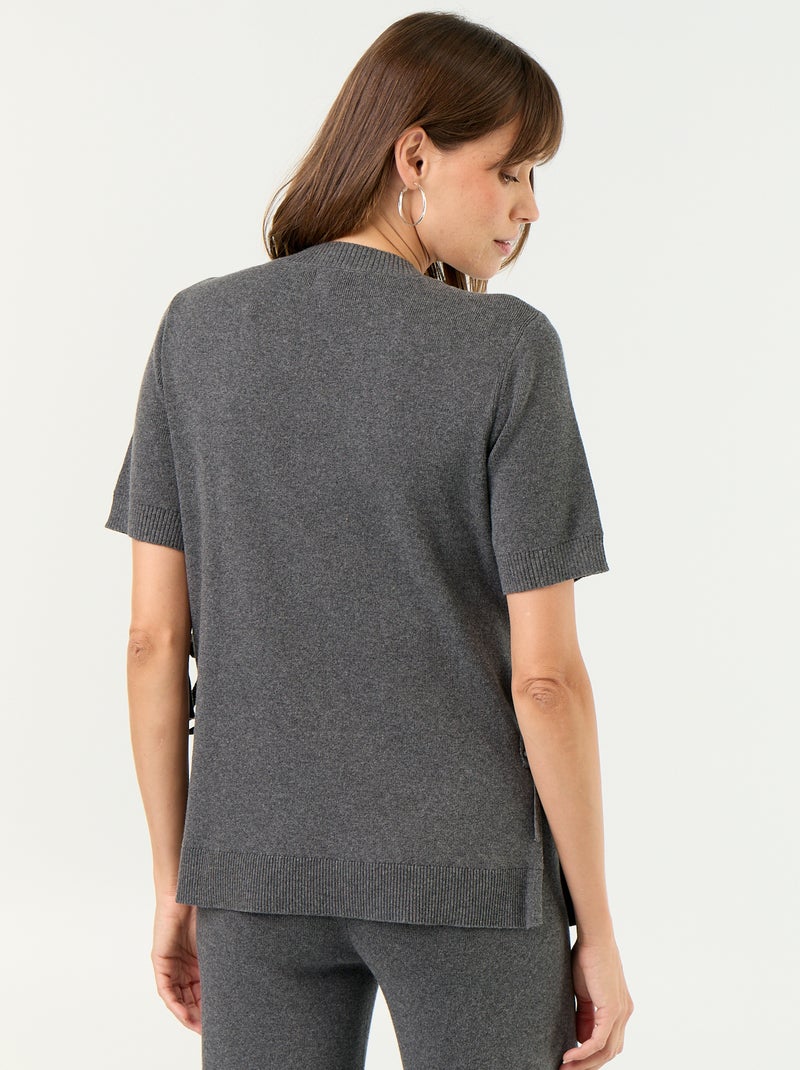 Maglione premaman a maniche corte con spacchi allacciati Grigio - Kiabi