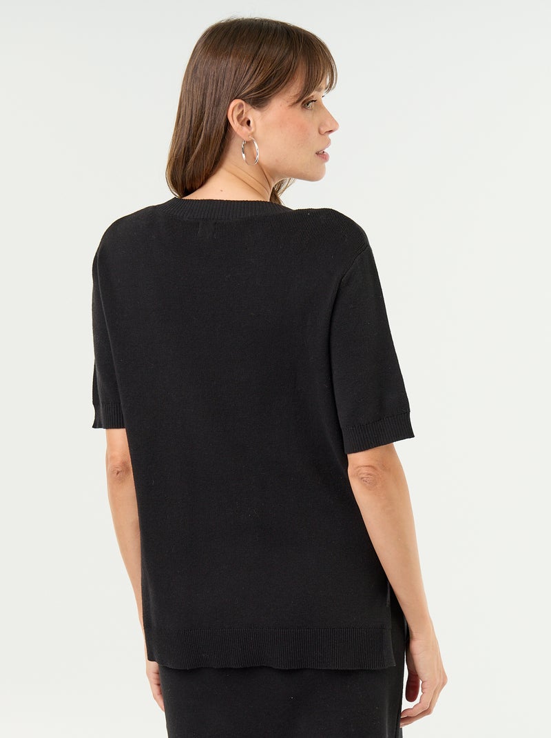 Maglione premaman a maniche corte con spacchi allacciati Nero - Kiabi