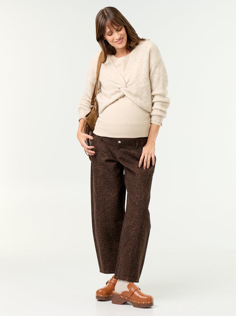 Maglione premaman cropped incrociato Beige - Kiabi