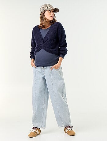 Maglione premaman cropped incrociato