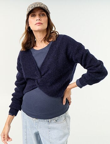 Maglione premaman cropped incrociato