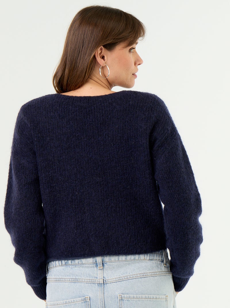 Maglione premaman cropped incrociato Blu - Kiabi