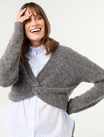 Maglione premaman cropped incrociato