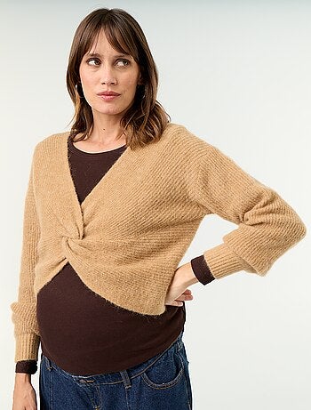 Maglione premaman cropped incrociato