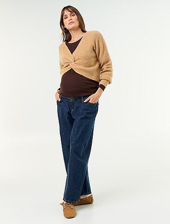 Maglione premaman cropped incrociato