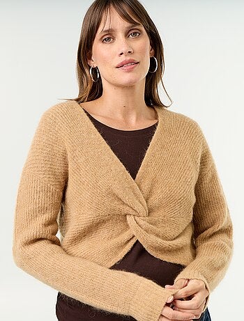Maglione premaman cropped incrociato