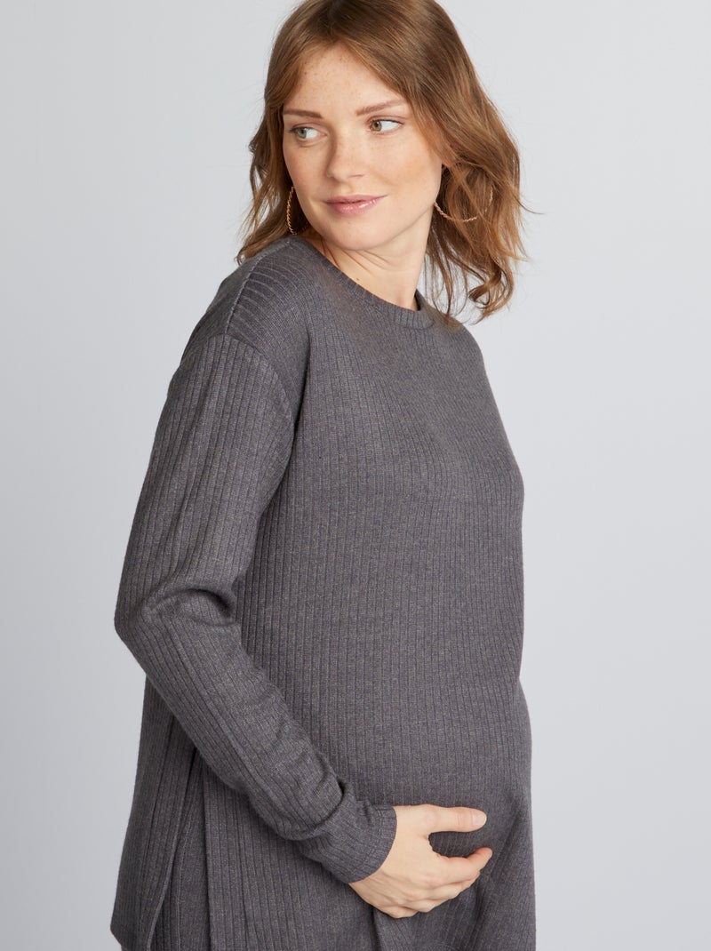 Maglione premaman loose fit con scollo tondo GRIGIO - Kiabi