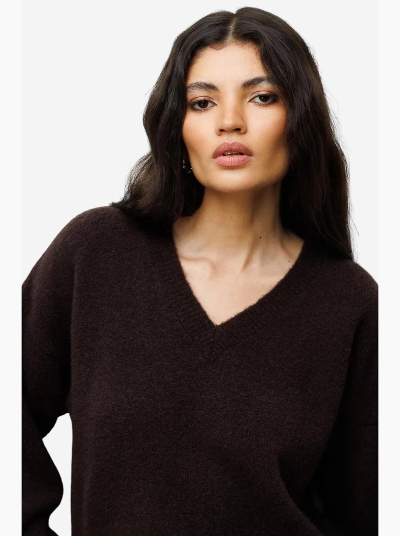 Maglione pullover con scollo a v e maniche lunghe mixray Marrone scuro - Kiabi