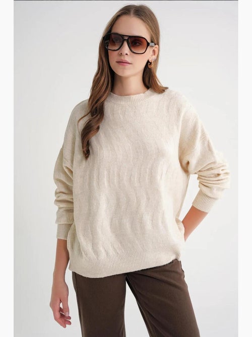 Maglione pullover in maglia a coste con motivo a trecce mixray - Kiabi Maglione pullover in maglia a coste con motivo a trecce mixray - Kiabi