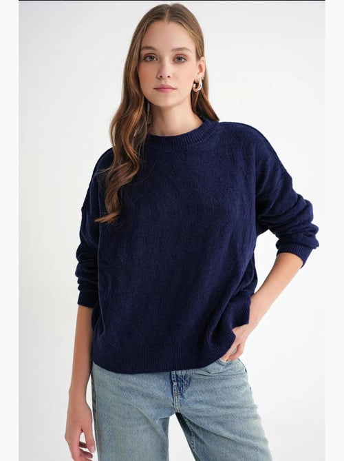 Maglione pullover in maglia a coste con motivo a trecce mixray - Kiabi Maglione pullover in maglia a coste con motivo a trecce mixray - Kiabi