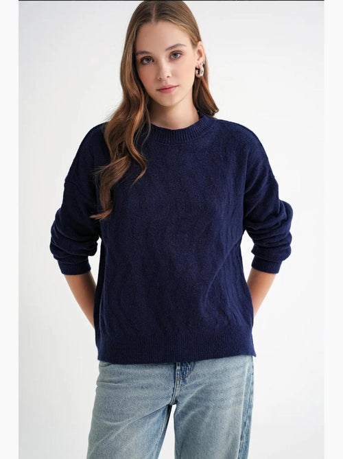 Maglione pullover in maglia a coste con motivo a trecce mixray - Kiabi Maglione pullover in maglia a coste con motivo a trecce mixray - Kiabi