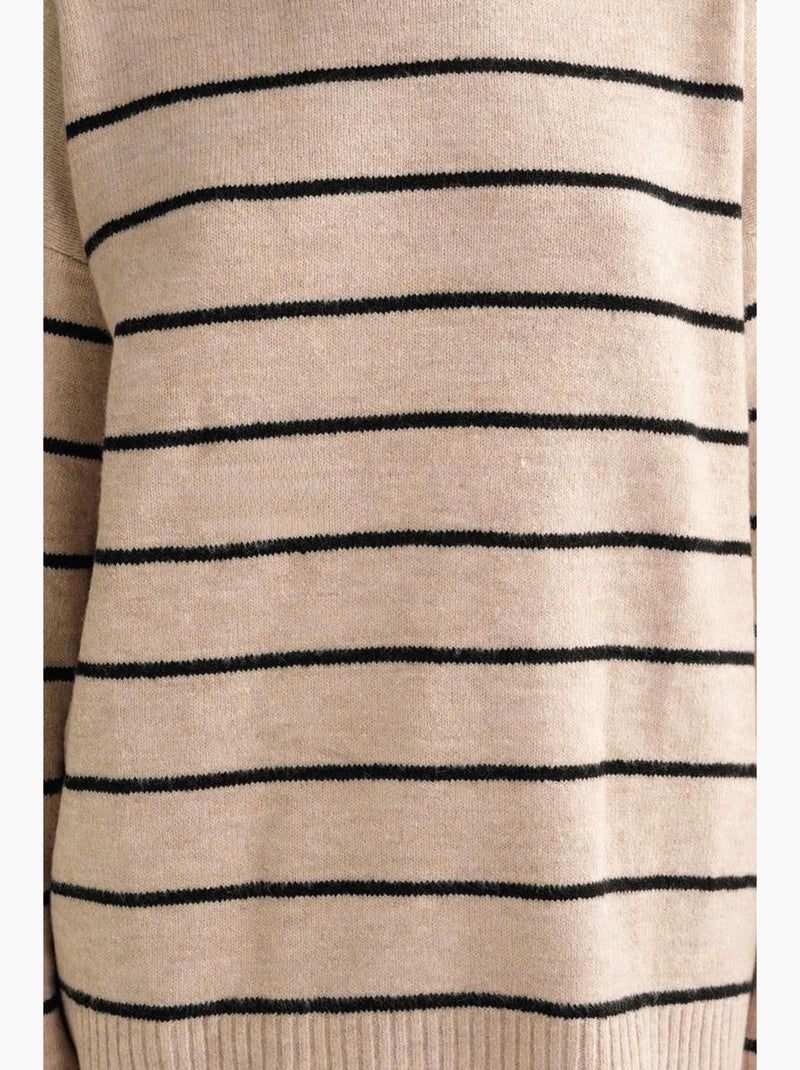 Maglione pullover in maglia relaxed a righe con girocollo mixray Beige argilla - Kiabi