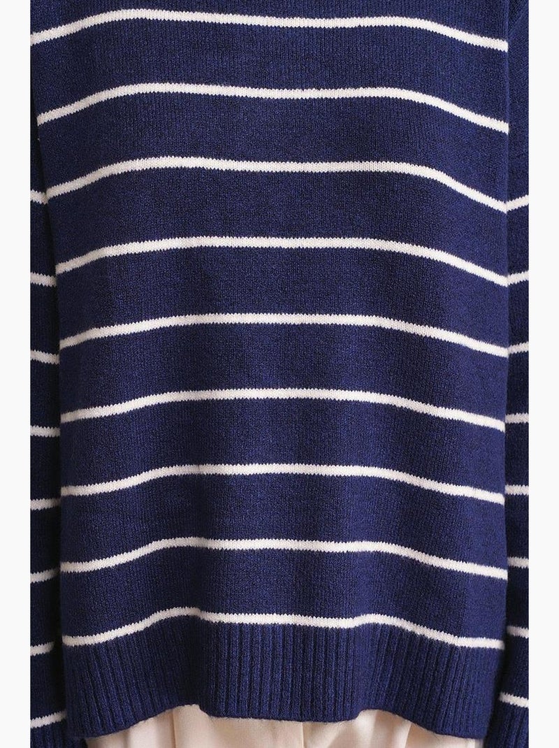 Maglione pullover in maglia relaxed a righe con girocollo mixray Blu marino - Kiabi