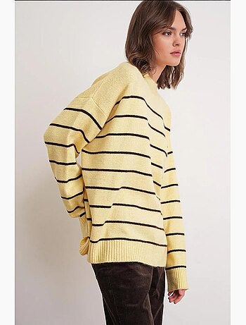 Maglione pullover in maglia relaxed a righe con girocollo mixray
