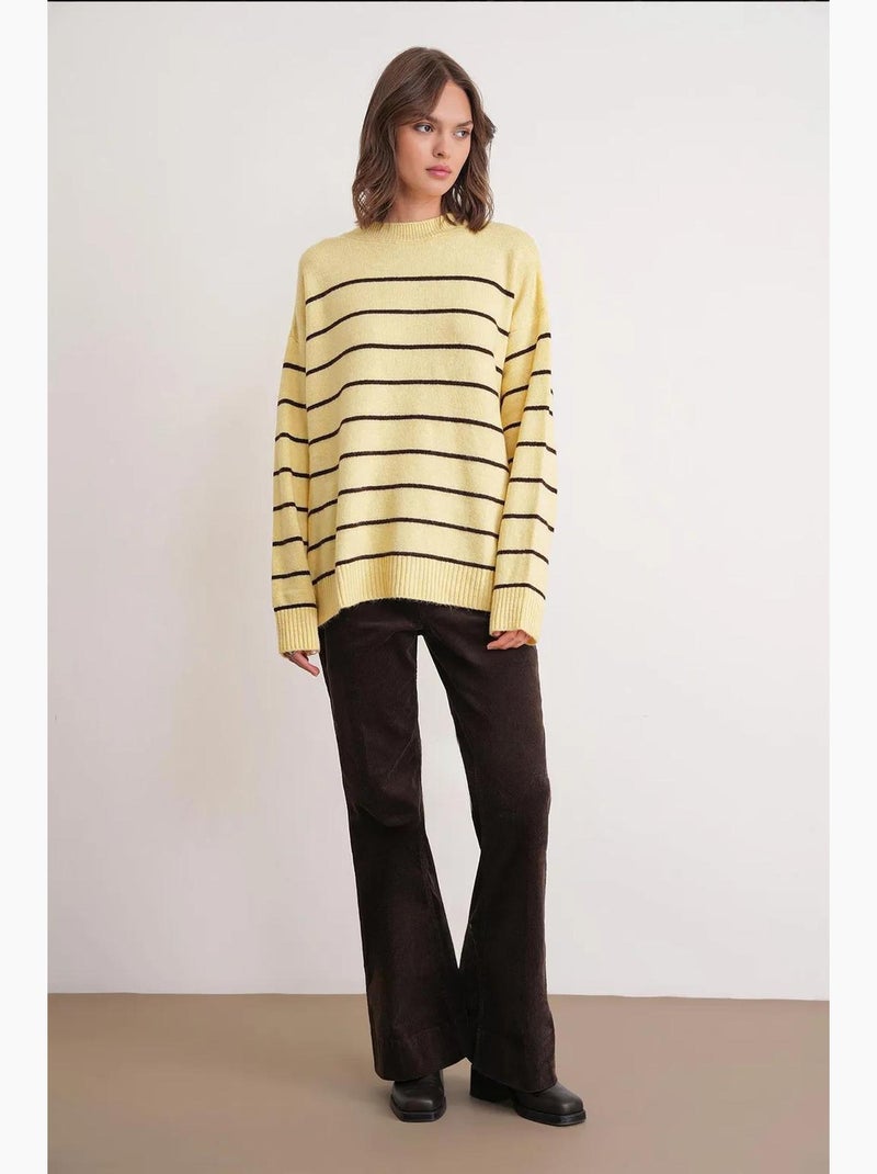 Maglione pullover in maglia relaxed a righe con girocollo mixray Giallo limone - Kiabi