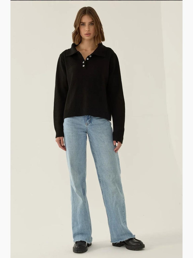 Maglione relaxed fit con colletto con bottoni hiccup Nero - Kiabi