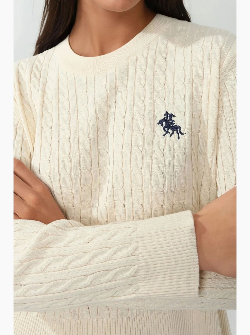 Maglione ricamato con motivo a treccia a spina di pesce hiccup Bianco - Kiabi
