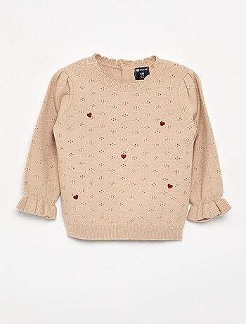 Maglione ricamato in maglia traforata
