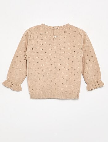 Maglione ricamato in maglia traforata