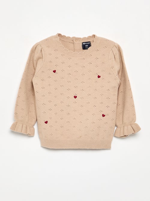 Maglione ricamato in maglia traforata - Kiabi