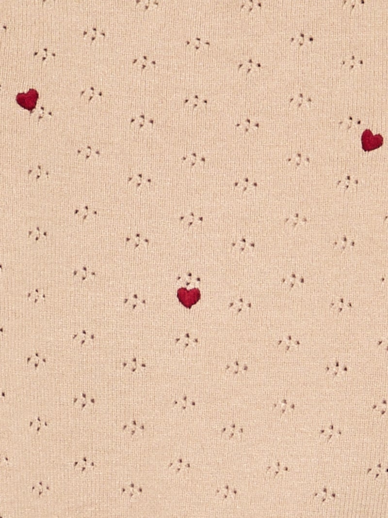 Maglione ricamato in maglia traforata Beige - Kiabi