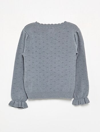 Maglione ricamato in maglia traforata