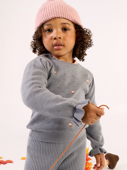 Maglione ricamato in maglia traforata - Kiabi