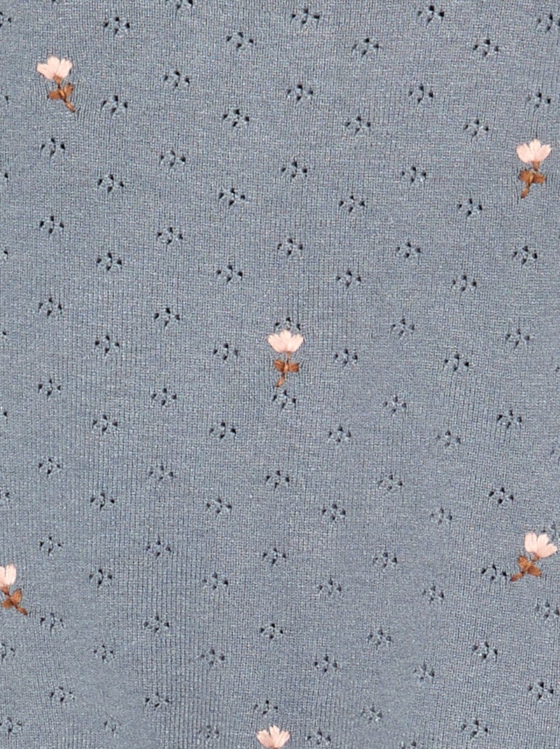 Maglione ricamato in maglia traforata Blu - Kiabi