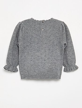 Maglione ricamato in maglia traforata