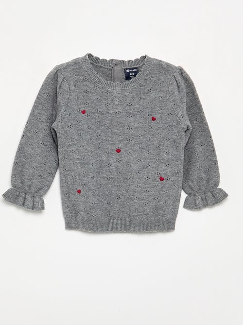 Maglione ricamato in maglia traforata - Kiabi