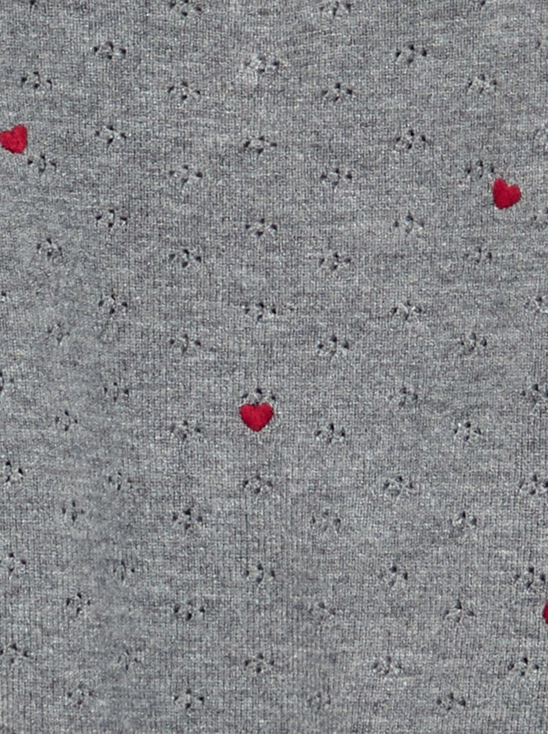 Maglione ricamato in maglia traforata Grigio - Kiabi