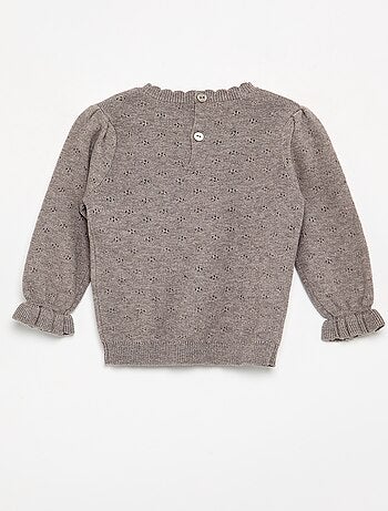 Maglione ricamato in maglia traforata
