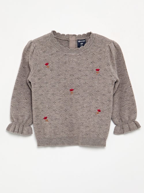 Maglione ricamato in maglia traforata - Kiabi