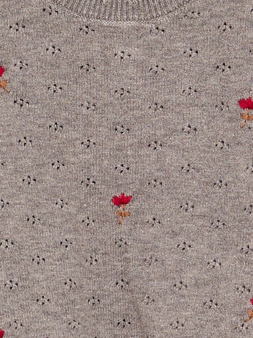 Maglione ricamato in maglia traforata - Kiabi